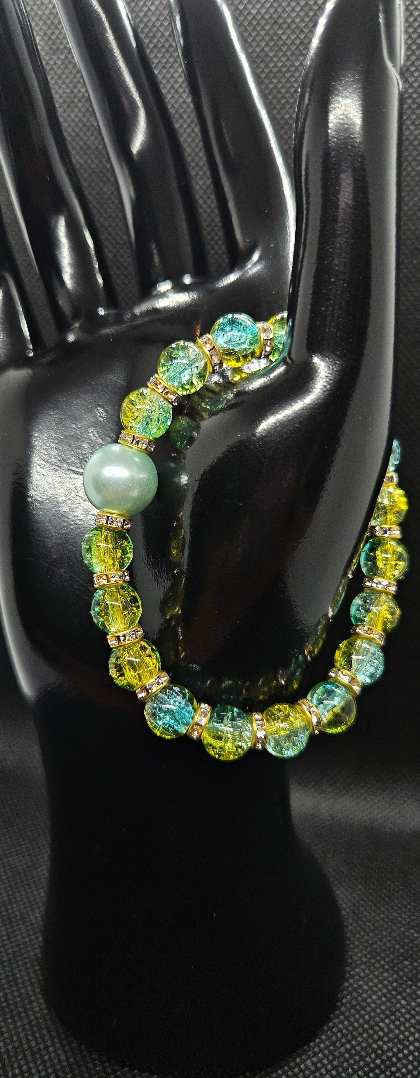 Sun & Sea: Unique Handcrafted Glass Bead Bracelet