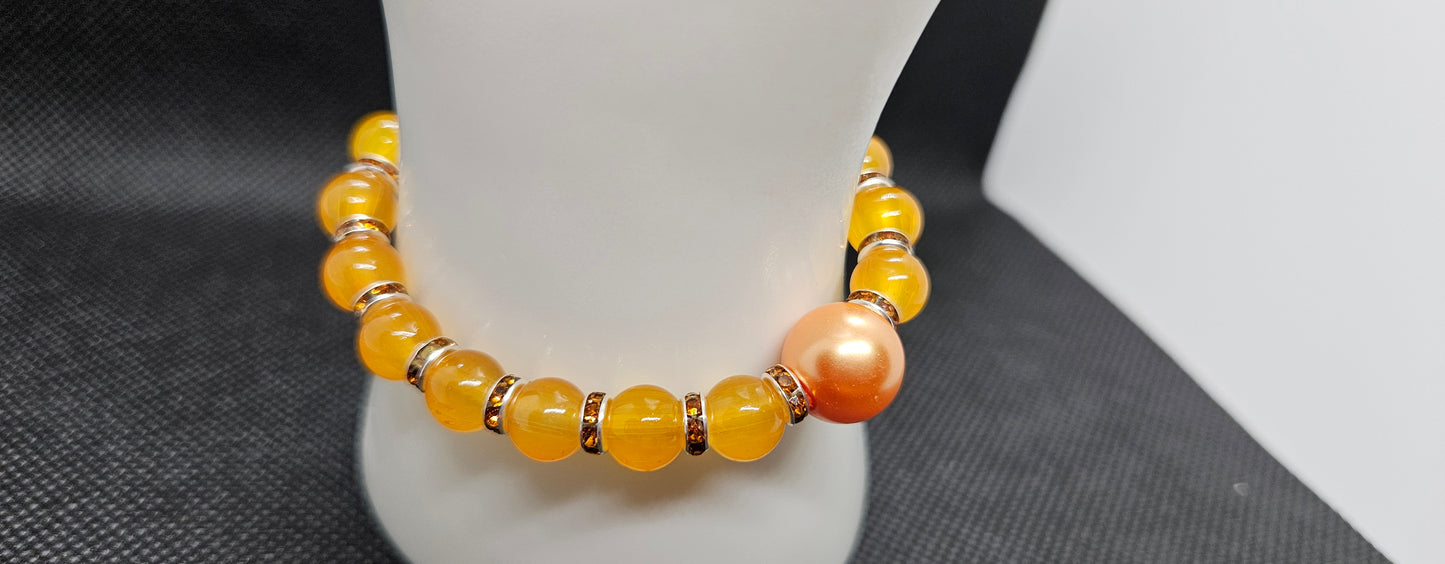 Mango Magic: Handcrafted Glass Beads Bracelet