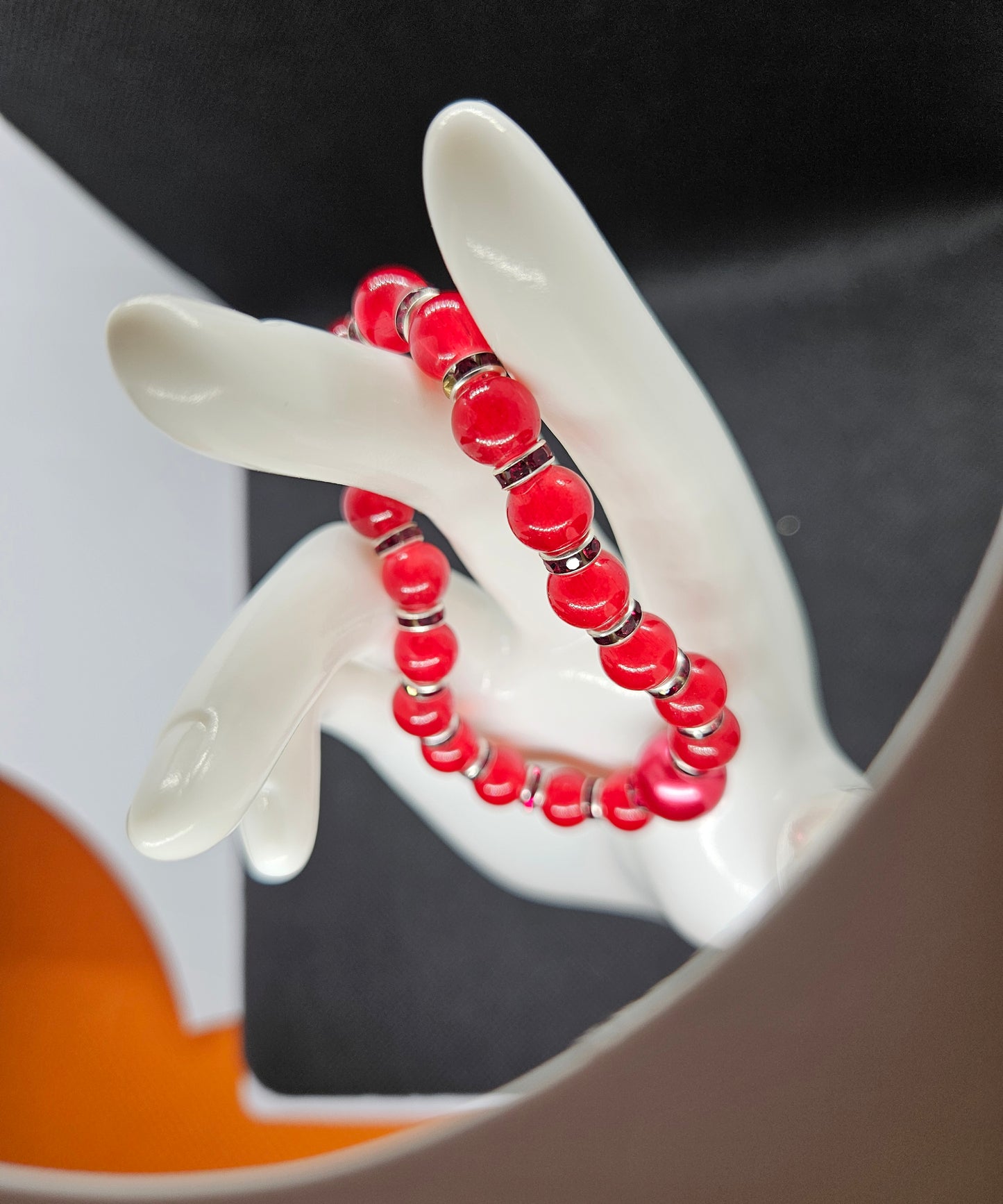 Radiant Red Beaded Bracelet – Elegant Handmade Jewelry for Passion & Confidence