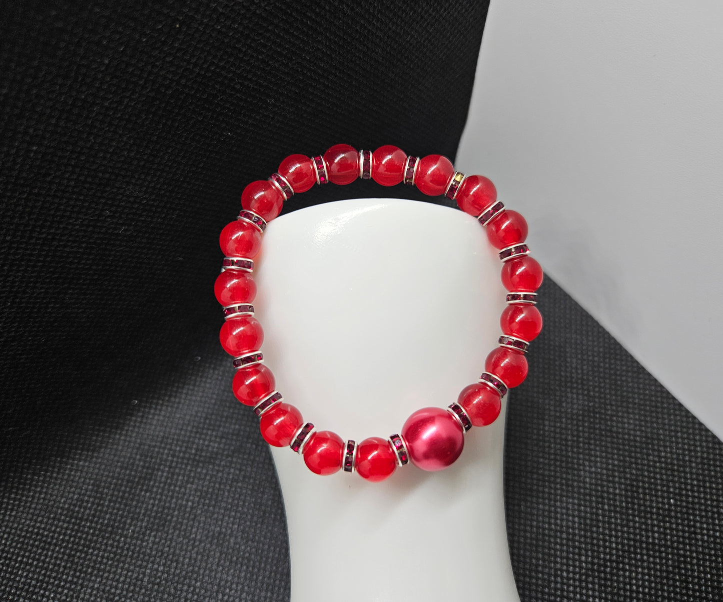 Radiant Red Beaded Bracelet – Elegant Handmade Jewelry for Passion & Confidence