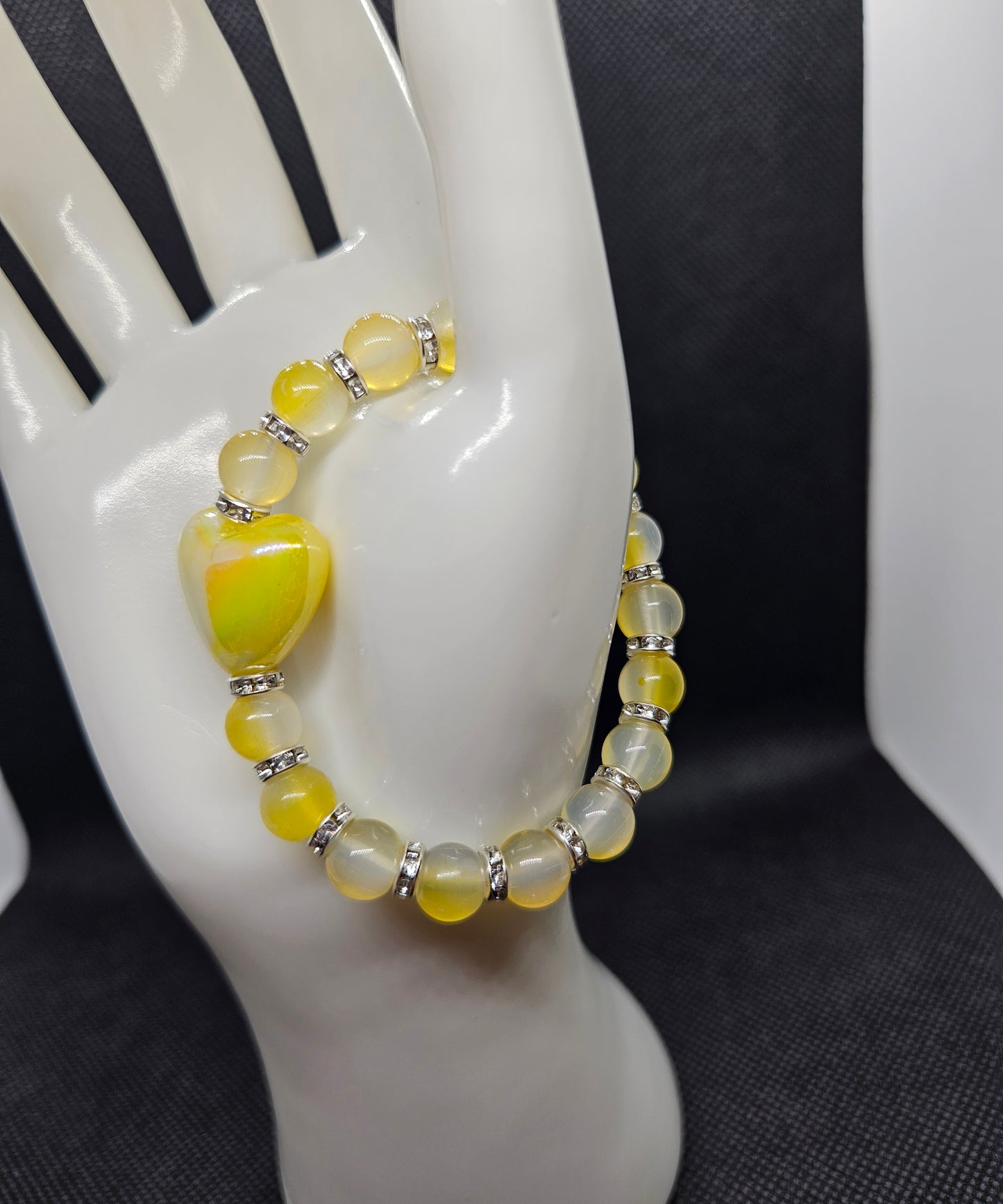 Yellow Heart Bead Stretch Bracelet