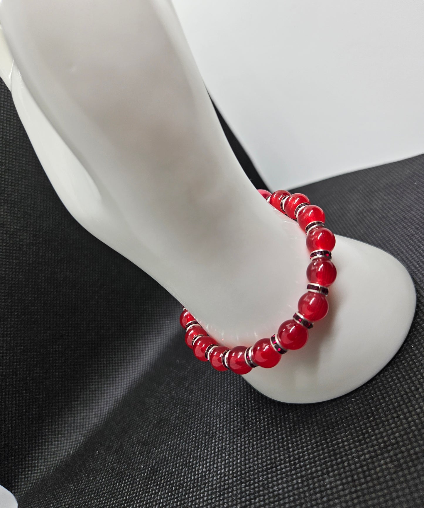 Radiant Red Beaded Bracelet – Elegant Handmade Jewelry for Passion & Confidence