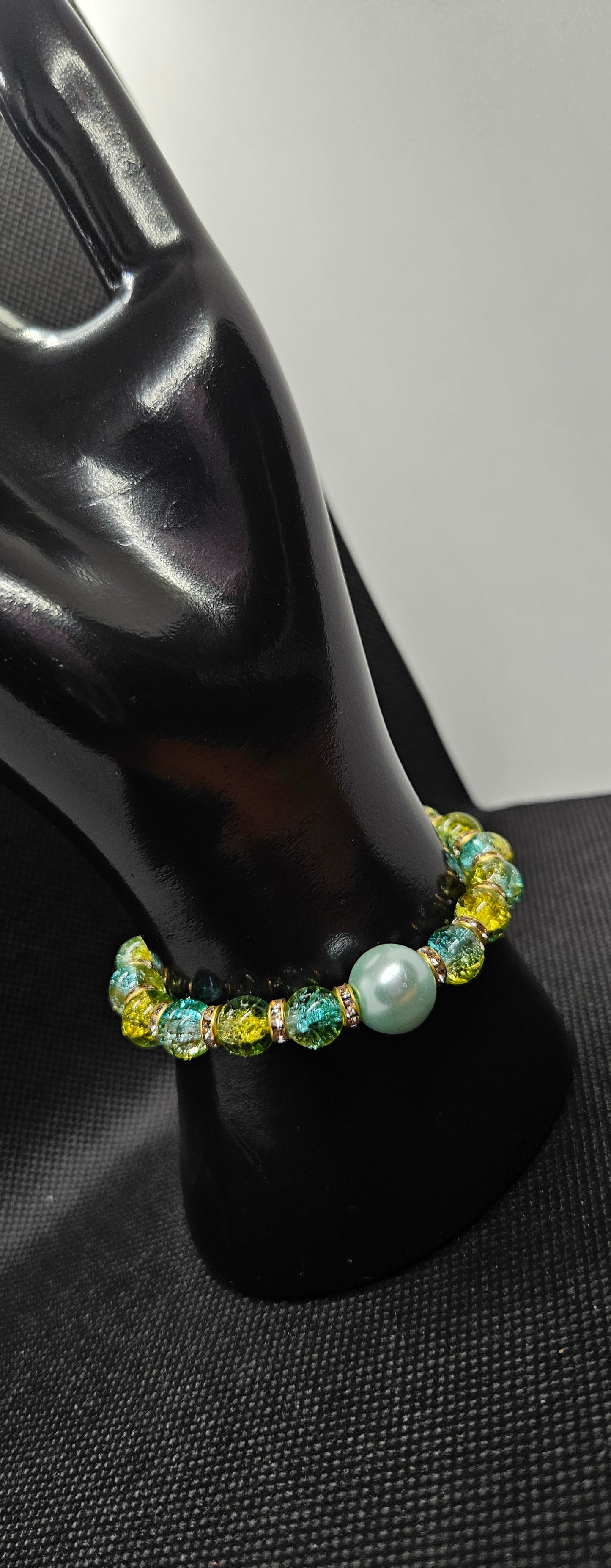 Sun & Sea: Unique Handcrafted Glass Bead Bracelet