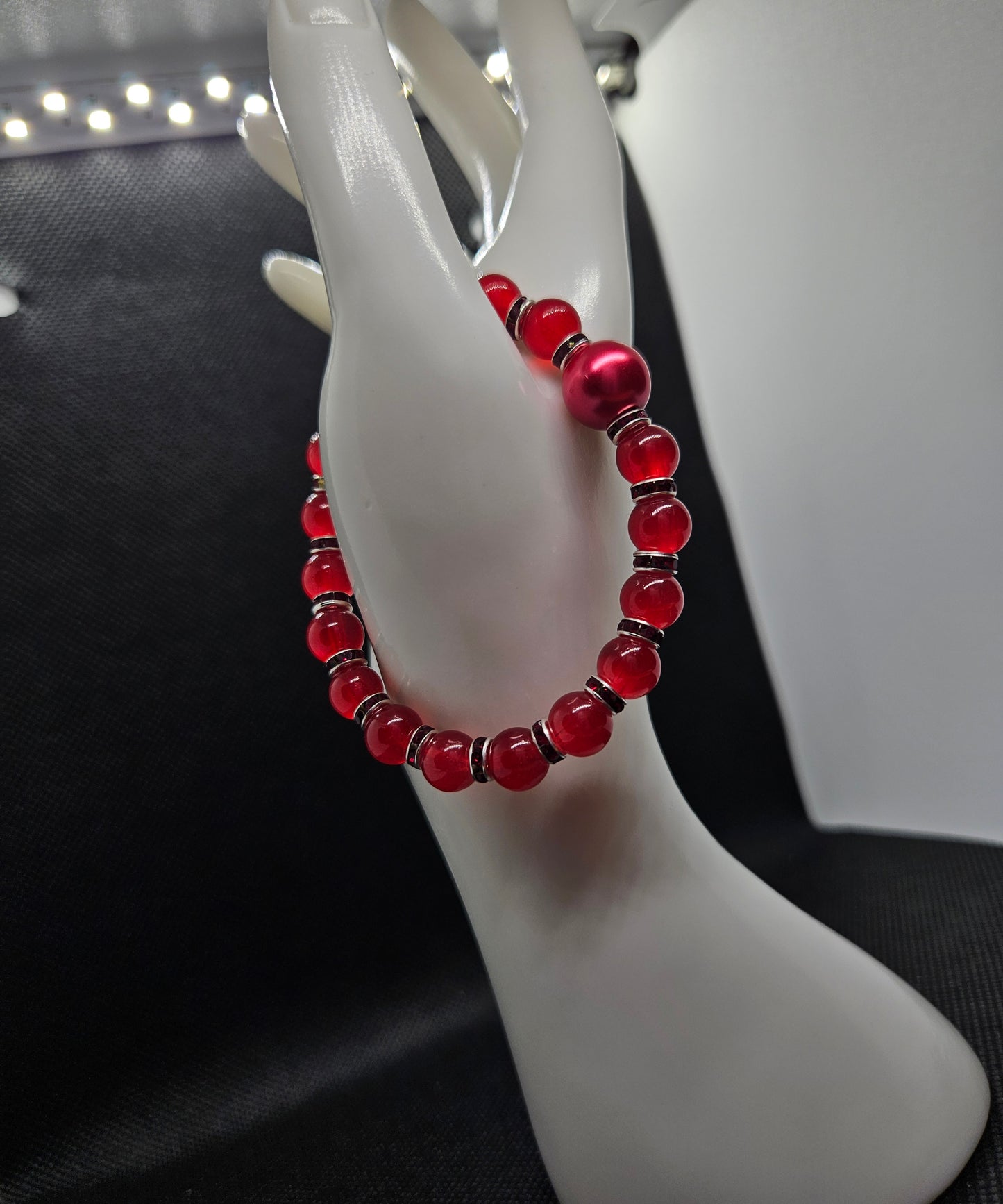Radiant Red Beaded Bracelet – Elegant Handmade Jewelry for Passion & Confidence