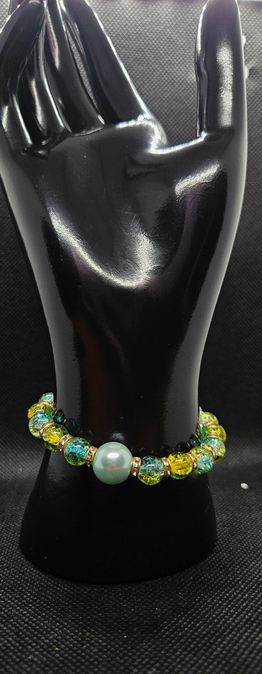 Sun & Sea: Unique Handcrafted Glass Bead Bracelet