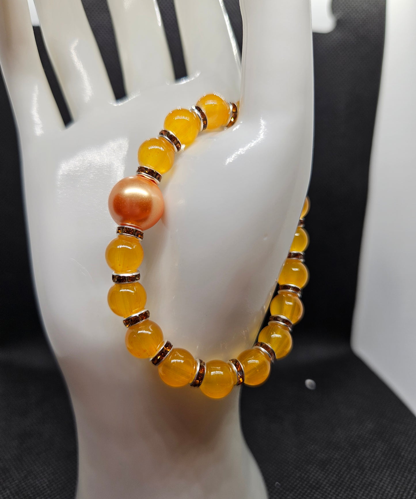 Mango Magic: Handcrafted Glass Beads Bracelet