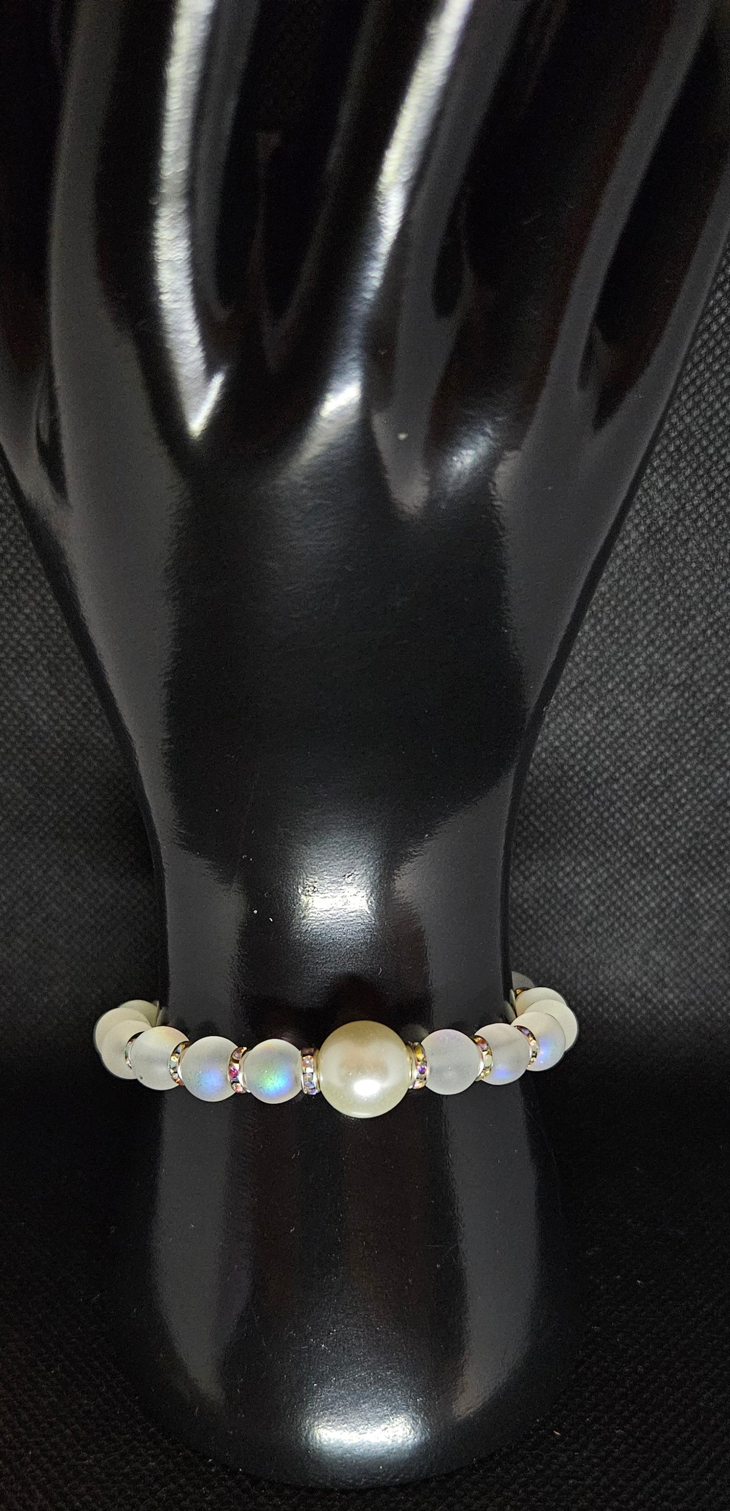 Opalite & Pearl Bracelet – Dainty Handmade Beaded Jewelry, Minimalist Gift
