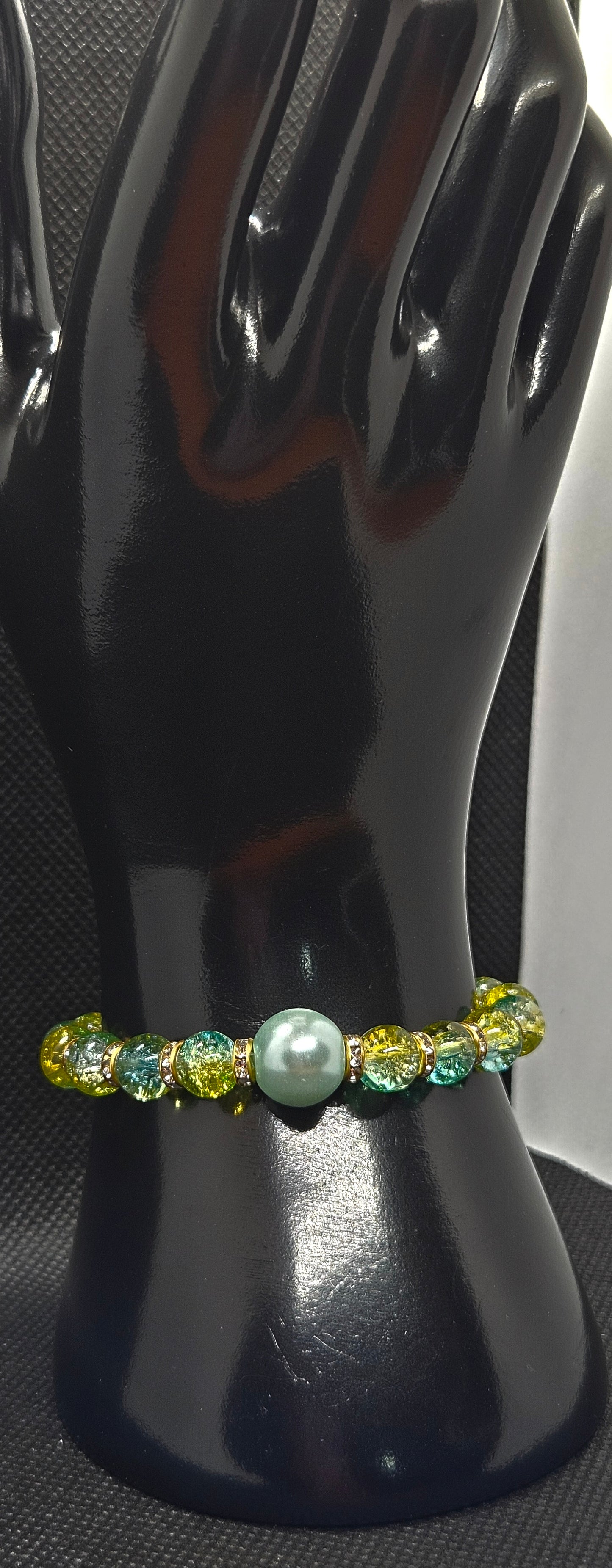 Sun & Sea: Unique Handcrafted Glass Bead Bracelet