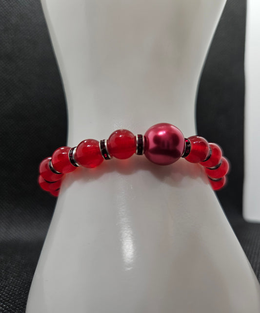 Radiant Red Beaded Bracelet – Elegant Handmade Jewelry for Passion & Confidence