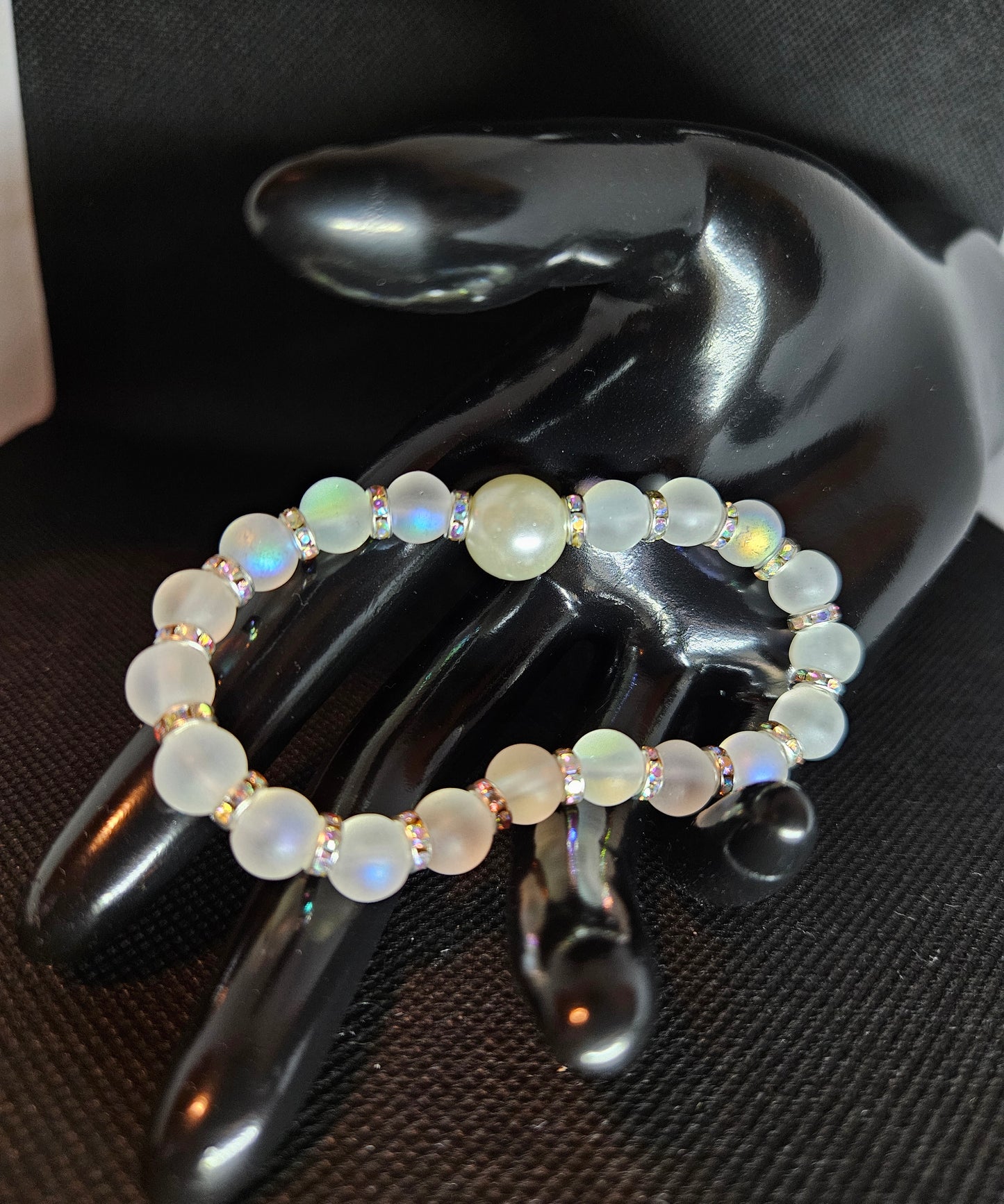 Opalite & Pearl Bracelet – Dainty Handmade Beaded Jewelry, Minimalist Gift