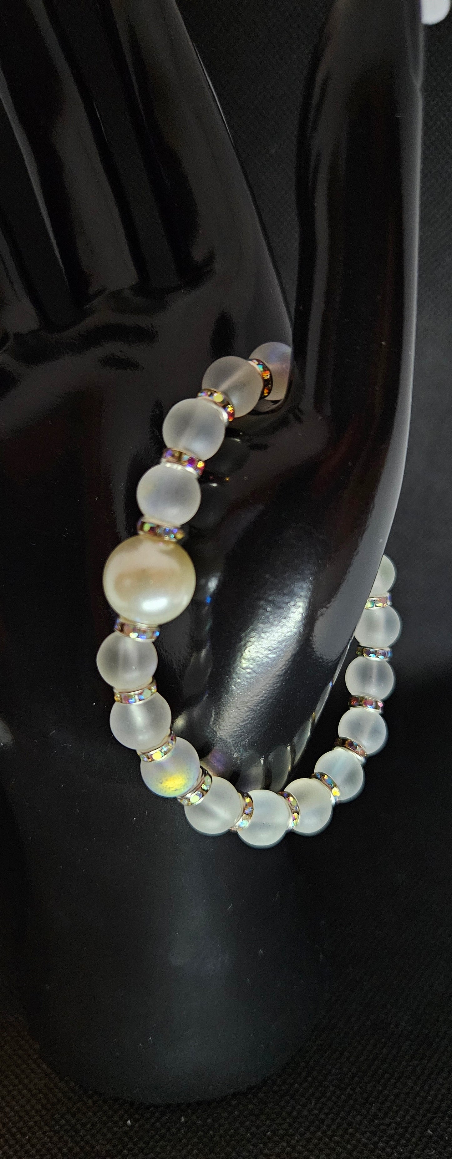 Opalite & Pearl Bracelet – Dainty Handmade Beaded Jewelry, Minimalist Gift